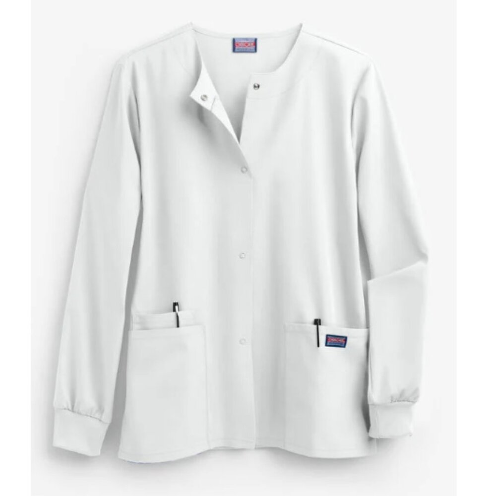 Cherokee Workwear Women's 3-Pocket Snap Front Scrub Jacket - 4350 - White